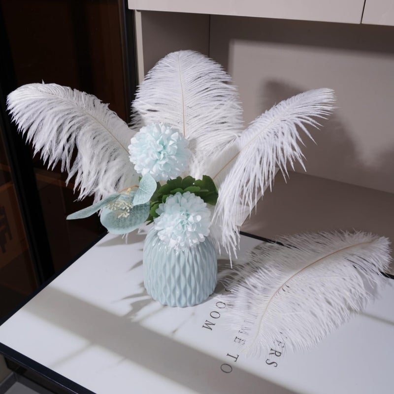 Shekyeon White 16-18inch Ostrich Feathers DIY Craft Large Feather for Wedding Party Centerpicecs Flower Arrangement and Easter Gatsbi Decortion Pack of 10 - Image 3